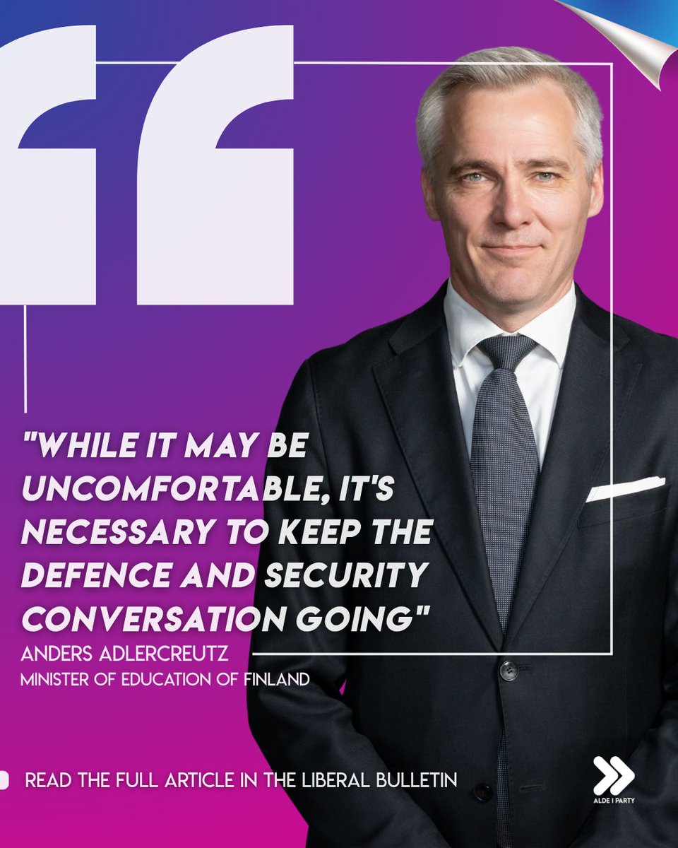 ALDEParty's tweet image. WHAT EUROPE CAN LEARN FROM FINLAND 🇫🇮
Finland’s Minister of Education and @sfprkp leader @adleande shares his views on the Finnish mentality when it comes to defence planning, all in our new Liberal Bulletin.
Read now – bit.ly/4leTD9A