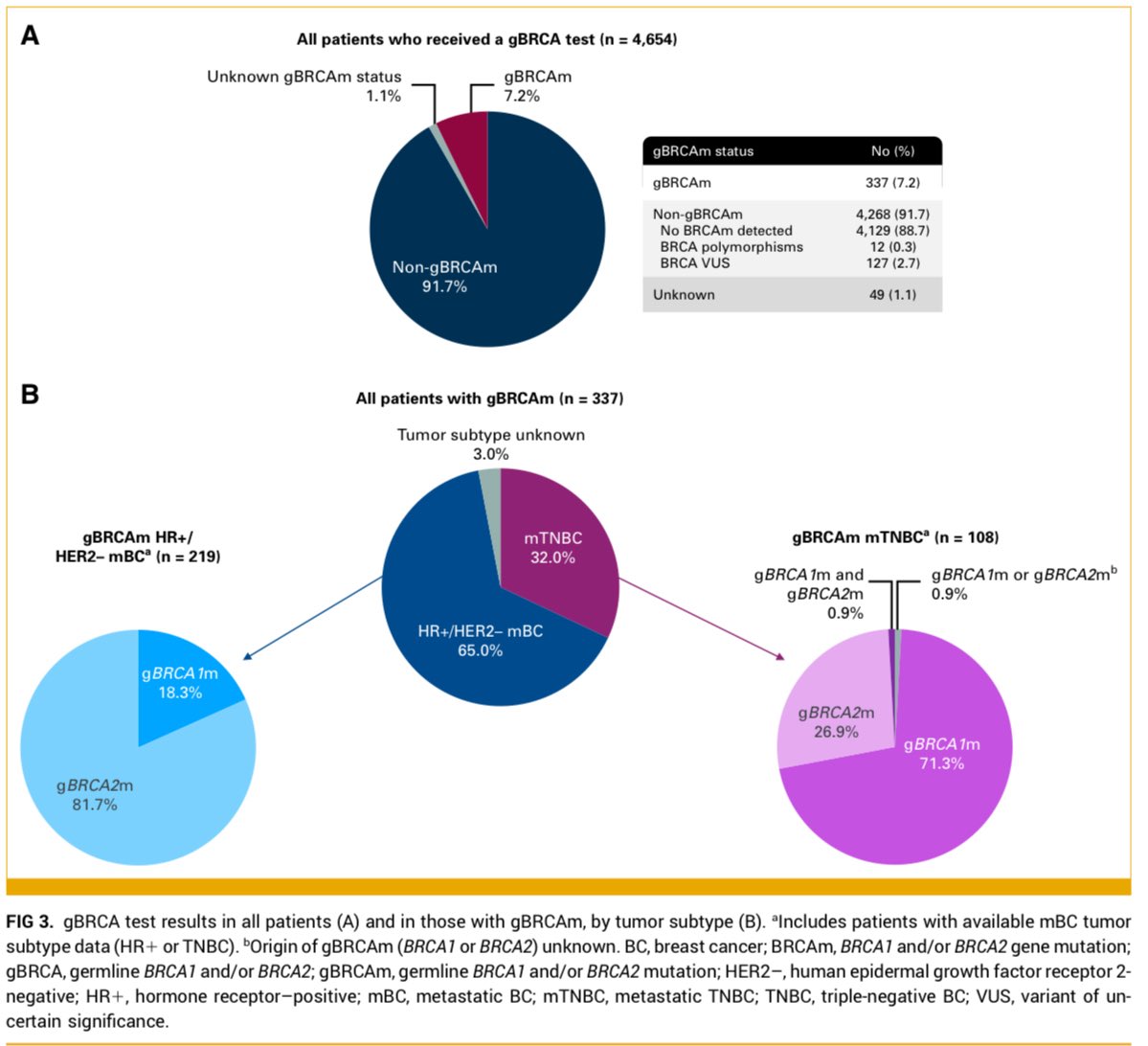 medoncodoc's tweet image. 🧬 Real-World Patterns of gBRCA Testing & PARPi Use in HER2– Metastatic Breast Cancer (mBC)
📌 Purpose:
To evaluate real-world trends in germline BRCA (gBRCA) testing and PARP inhibitor (PARPi) use in HER2-negative mBC from 2014–2022.
👥 Cohort:
•15,006 HER2– mBC patients (US…