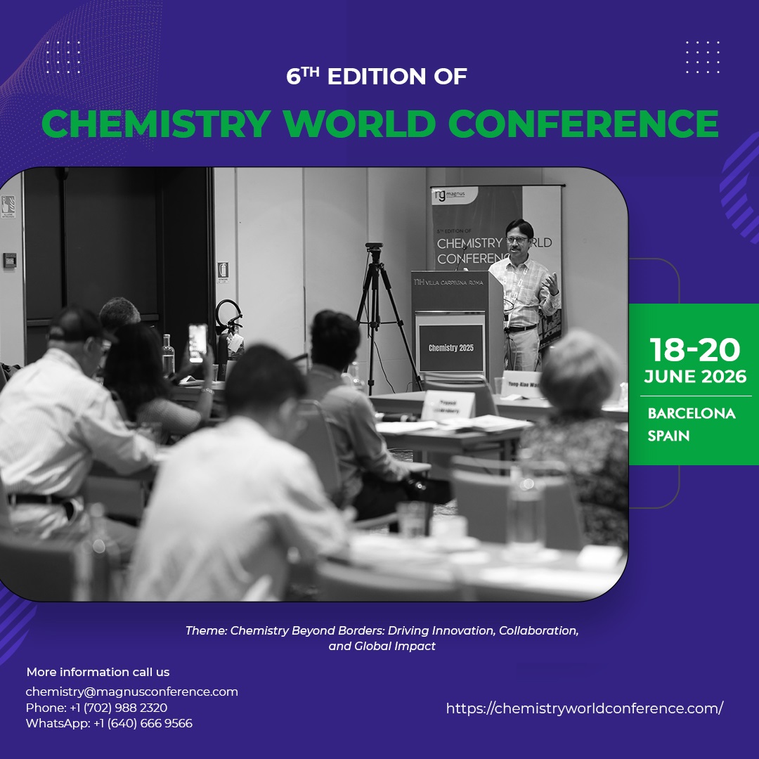 Chemistry World Conference (@chemconference) on Twitter photo ๐Exciting News! Join the 6th Edition of
<a href="/ChemConference/">Chemistry World Conference</a> organized by <a href="/magnus_group/">Magnus Group</a>!๐
๐
June 18-20, 2026
๐Barcelona, Spain | Hybrid Event
๐ฒ+1 (640) 666-9566
๐ฌ+1 (540) 709-1879
๐Info: chemistryworldconference.com
#ChemistryWorldConference2026 #ChemistryConference ๐Exciting News! Join the 6th Edition of
<a href="/ChemConference/">Chemistry World Conference</a> organized by <a href="/magnus_group/">Magnus Group</a>!๐
๐
June 18-20, 2026
๐Barcelona, Spain | Hybrid Event
๐ฒ+1 (640) 666-9566
๐ฌ+1 (540) 709-1879
๐Info: chemistryworldconference.com
#ChemistryWorldConference2026 #ChemistryConference