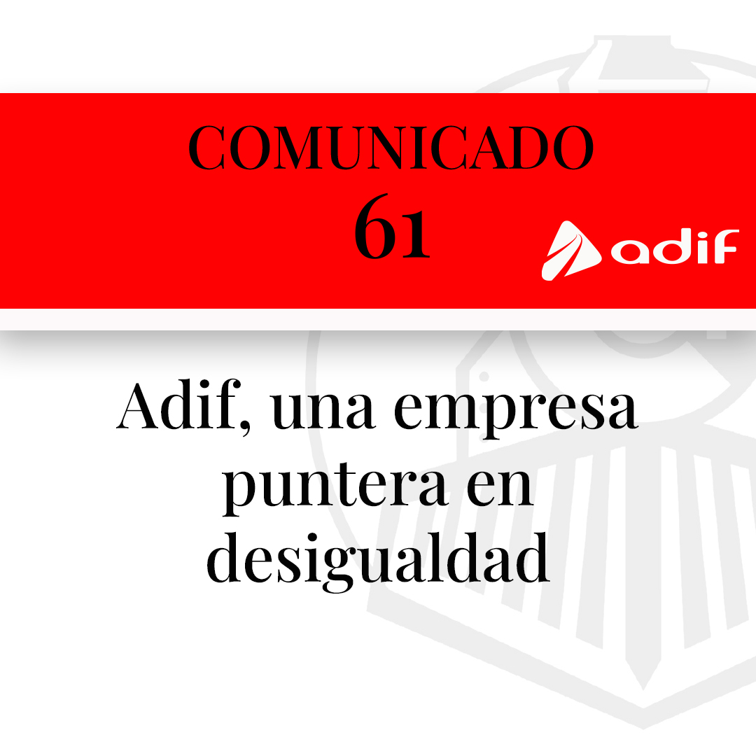🤔 Adif no es una empresa que atraiga el talento de las mujeres, ¿por qué será?

❌Falta de conciliación
❌Residencias provisionales
❌Desprecio al Plan de Igualdad
❌Brecha salarial entre hombres y mujeres

¡La negociación del nuevo convenio ha de avanzar en materia de igualdad!