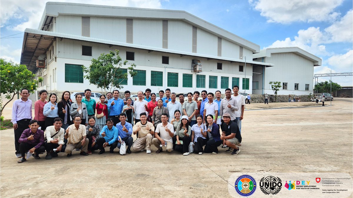 UNIDO &amp; #MISTI held a 3-day #RECP training in Kampong Cham under the #SDC-funded project, #DEYIII.
34 participants from SMEs (41% women) learned to:
✅ Reduce waste &amp; conserve resources
✅ Apply sustainable practices
✅ Improve workplace safety for youth