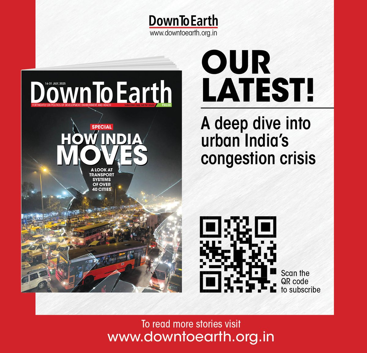 CSEINDIA (@cseindia) on Twitter photo 📢New edition of <a href="/down2earthindia/">Down To Earth</a> out! In this edition, DTE takes a deep dive into urban India's congestion crisis.
DTE's analysis of 40 cities reveals a brutally simple fact — Urban India is gridlocked and congested, and the problem is not limited to big cities
Check out the 📢New edition of <a href="/down2earthindia/">Down To Earth</a> out! In this edition, DTE takes a deep dive into urban India's congestion crisis.
DTE's analysis of 40 cities reveals a brutally simple fact — Urban India is gridlocked and congested, and the problem is not limited to big cities
Check out the