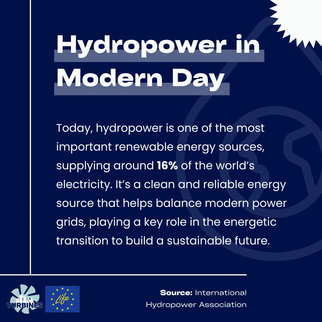 Today, we take a look at the history of hydropower, from ancient water wheels to smart turbines in our cities 💧

Harnessing the force of water has powered human progress for centuries. Now, LIFE TURBINES transforms urban water networks into clean energy generators 🔋