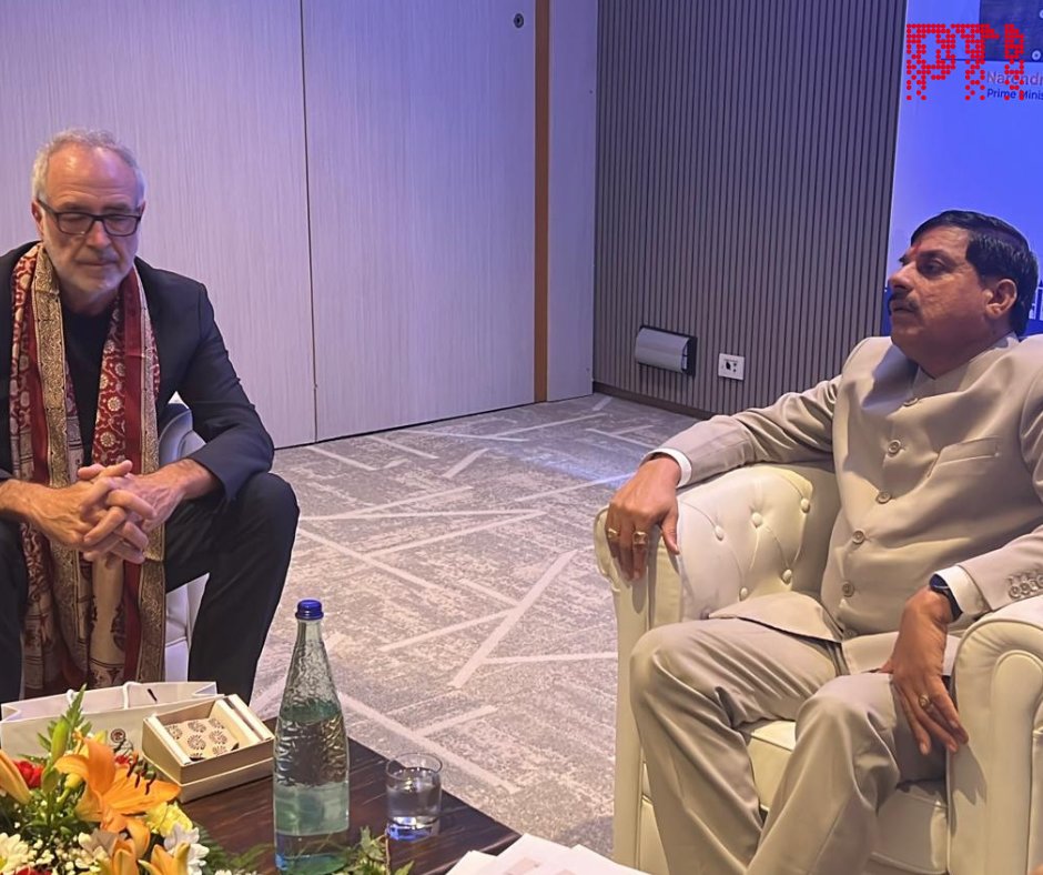 PHOTO | On Day 3 of his Spain visit, Madhya Pradesh Chief Minister Dr Mohan Yadav (<a href="/DrMohanYadav51/">Dr Mohan Yadav</a> ) met Mr Jordin Bonareu, CEO of Hallotex, during a series of one-on-one meetings with business leaders. The two discussed potential investment opportunities and future