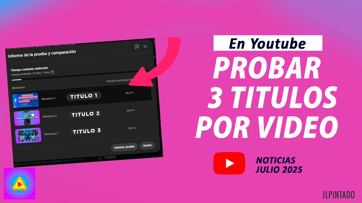 AlertaCreadores's tweet image. Youtube esta comenzando a probar la opción de hasta 3 títulos por vídeo, veamos esto a detalle en el siguiente vídeo. ➡️➡️➡️ youtu.be/Z3mNjhRrdNM