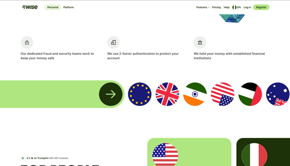 olatojosh's tweet image. Working on a small demo for country flag rotate on scroll in codepen.
Inspiration from wise.com