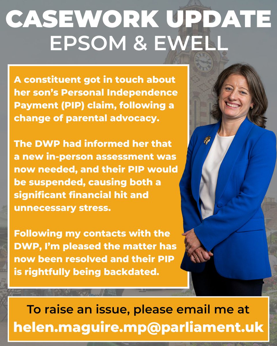 helenmaguiremp's tweet image. I&apos;m pleased that my constituent&apos;s PIP is now being backdated following my contacts with the Department for Work &amp;amp; Pensions. 

Whether it&apos;s PIP or primary care, my team and I are always happy to help. 🙌 

#LocalChampion #Casework