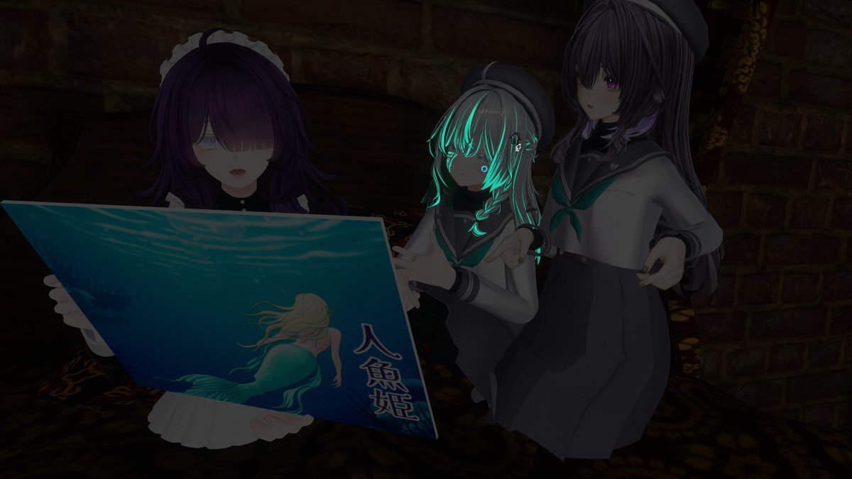SUNAMRie_f15h's tweet image. メイドさんの読み聞かせイベント　#Wiege_VRC　様にフレンドさんと一緒に参加させて頂いて参りました！
とても素敵なお声で人魚姫を読み聞かせして頂いたのですが、役の読み分けが素晴らしくて流石メイドさん…！と感動していました。
とても素晴らしい経験をありがとうございました！
また来ます～！