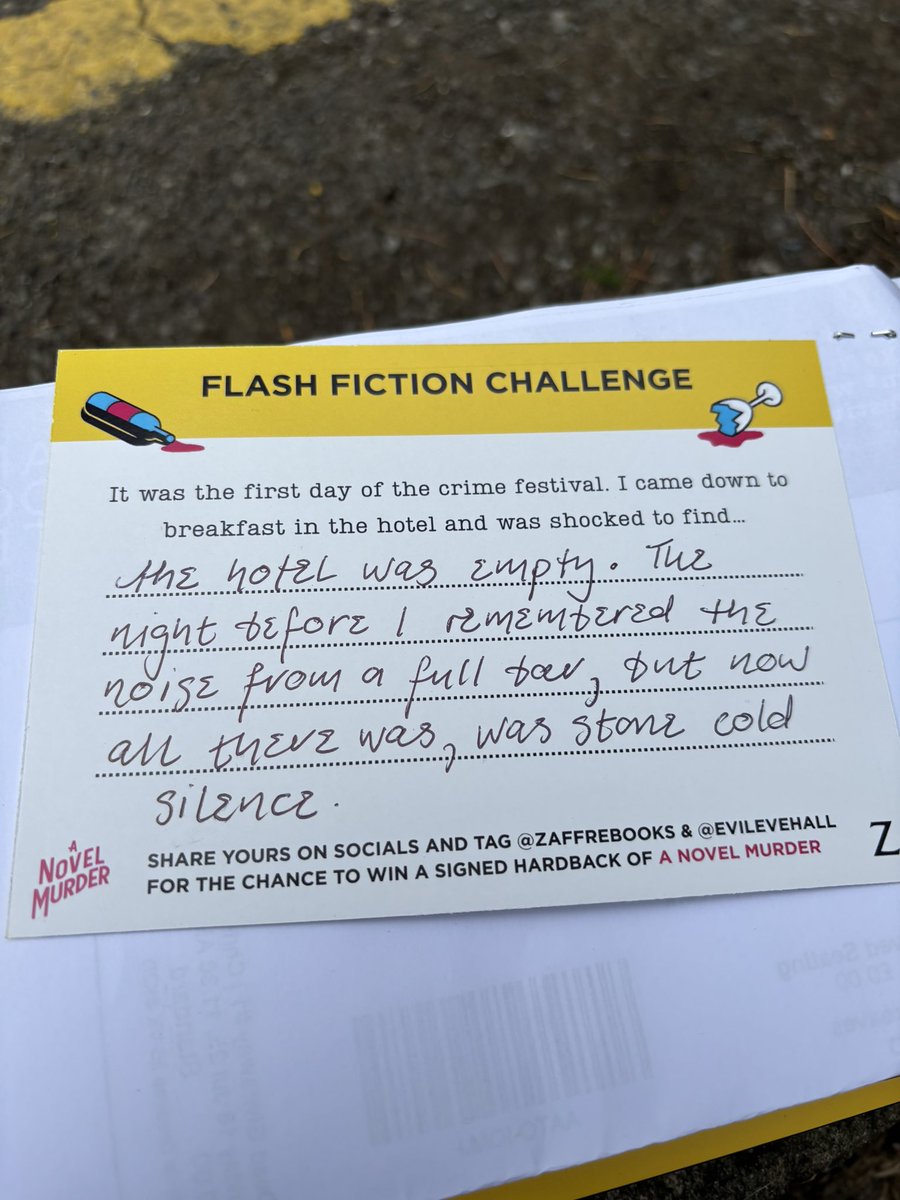 MelanieToBeRead's tweet image. Delighted to get a proof of #ANovelMurder by @EvilEveHall
Looks amazing 😀
Picture of my #FlashFiction competition entry below
@ZaffreBooks
