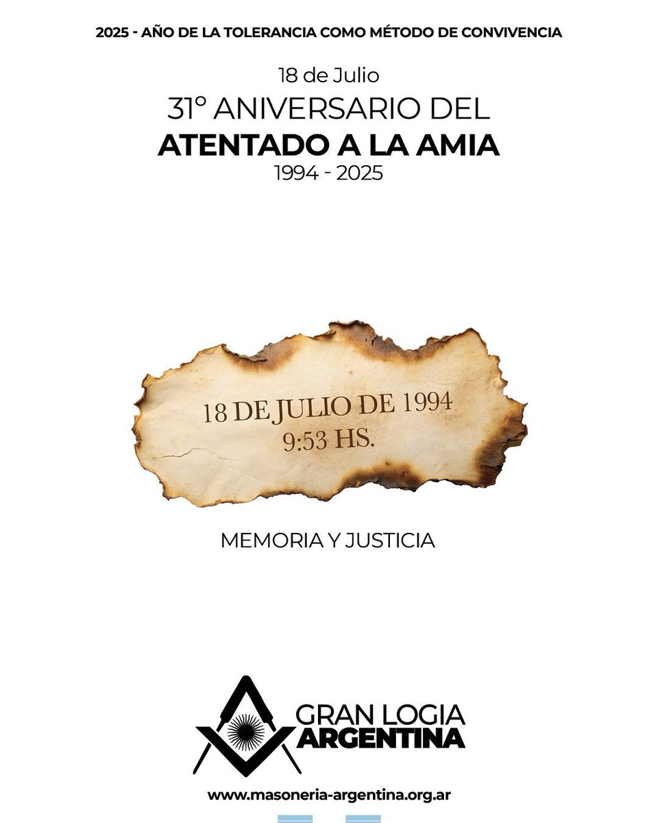 GranLogiaArg's tweet image. AMIA 31 años: Un año más con memoria y exigiendo justicia.
