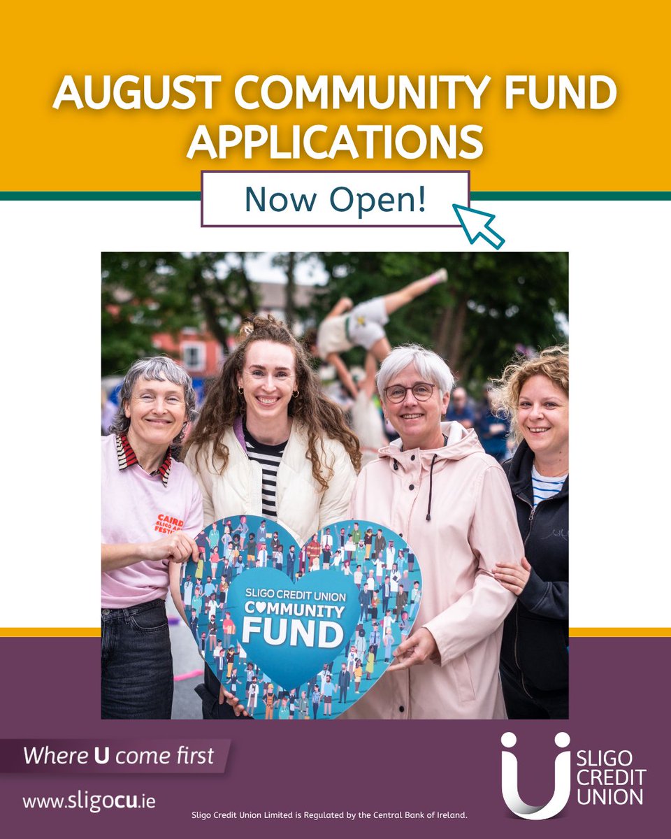 Sligo Credit Union (@sligocu) on Twitter photo ✨ Our final Community Fund of 2025 is coming up on Friday, the 8th of August! If your group, club, or organisation has a project that could benefit from funding, we’d love to hear from you. For more info, see sligocu.ie/community/comm…. ✨ <a href="/cairdefestival/">Cairde Sligo Arts Festival</a> ✨ Our final Community Fund of 2025 is coming up on Friday, the 8th of August! If your group, club, or organisation has a project that could benefit from funding, we’d love to hear from you. For more info, see sligocu.ie/community/comm…. ✨ <a href="/cairdefestival/">Cairde Sligo Arts Festival</a>