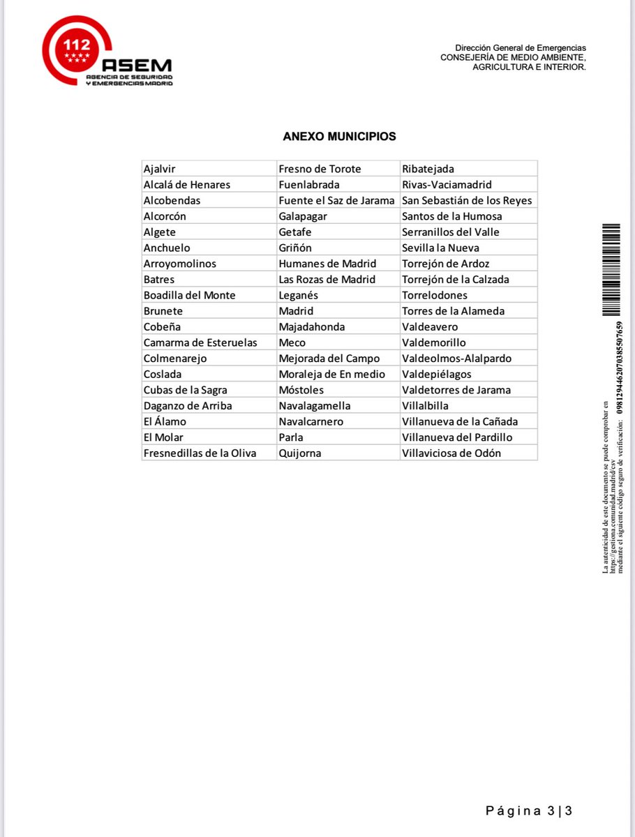 COMUNICADO |

❌🔥❌ 
ℹ️ Vía ASEM - Agencia de Seguridad y Emergencias Madrid.

🗒️ El Ayuntamiento de Alcalá de Henares informa de la suspensión de los usos de fuego y uso de maquinaria y equipos cuyo funcionamiento pueda generar deflagraciones, chispas o descargas eléctricas en