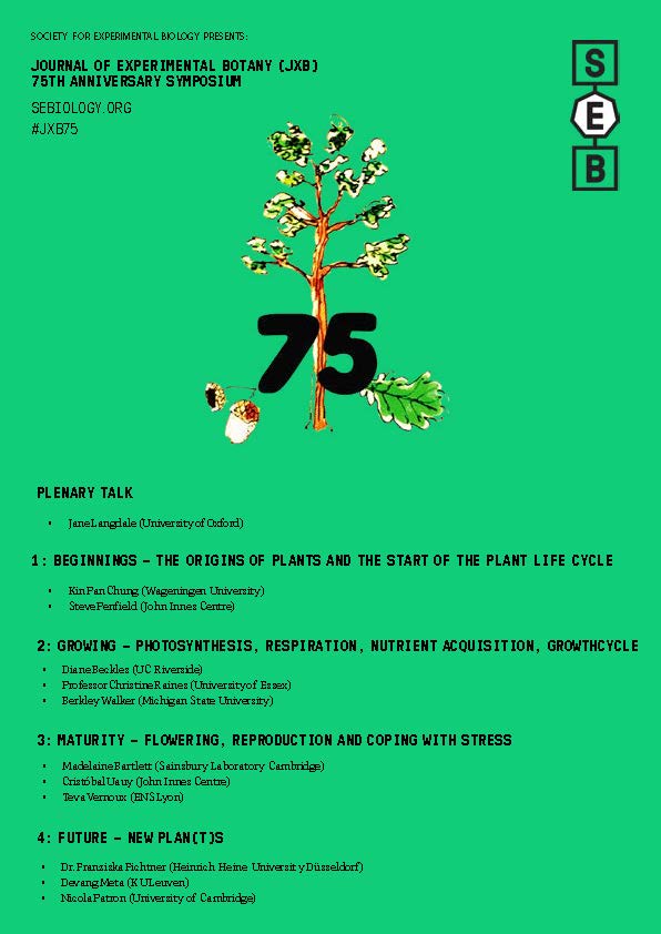 SEB @sebiology.bsky.social (@sebiology) on Twitter photo ⏳ Final call!
Submit your abstract for the <a href="/JXBot/">JXB @jxbotany.bsky.social</a> 75th Anniversary Symposium before the 22 July deadline – that's next Tuesday!
📍17–19 September | Edinburgh
🧬 Celebrate experimental plant biology!
More information:
sebiology.org/resource/journ… ⏳ Final call!
Submit your abstract for the <a href="/JXBot/">JXB @jxbotany.bsky.social</a> 75th Anniversary Symposium before the 22 July deadline – that's next Tuesday!
📍17–19 September | Edinburgh
🧬 Celebrate experimental plant biology!
More information:
sebiology.org/resource/journ…