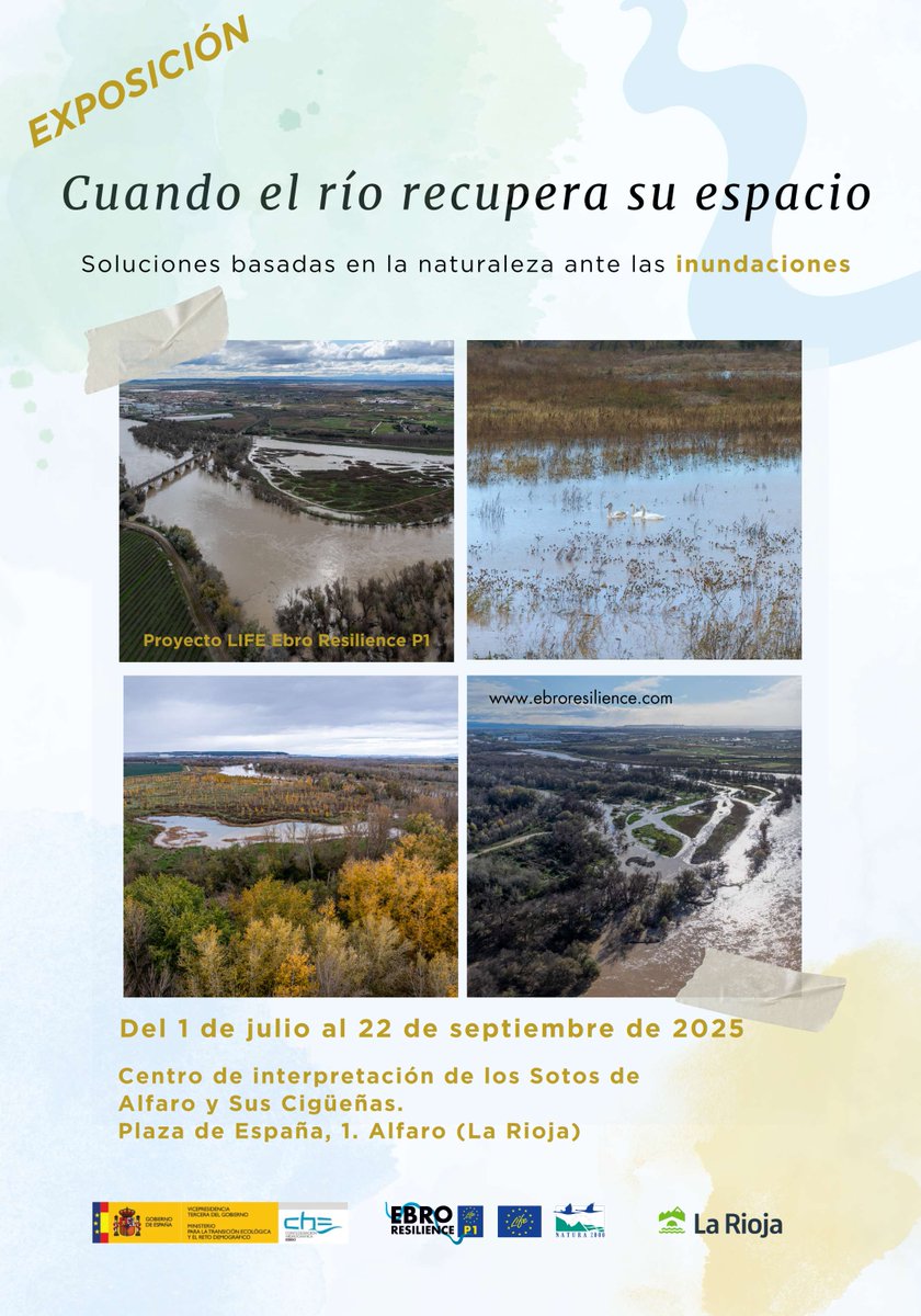 EBRO Resilience/ LIFE Ebro Resilience P1 🇪🇺 (@ebroresilience) on Twitter photo Planes🌞 exposición “Cuando el río recupera su espacio” 📍Centro de Interpretación de Sotos de #Alfaro. 🗓️ 1/07 a 21/09, soluciones basadas en la naturaleza frente a #inundaciones.
📸 Fotos, paneles... una muestra #LIFEEbroResilience <a href="/pasealarioja/">pasealarioja</a> <a href="/MAmbienteRioja/">MedioAmbienteLaRioja</a> ¡Visítala! 👇 Planes🌞 exposición “Cuando el río recupera su espacio” 📍Centro de Interpretación de Sotos de #Alfaro. 🗓️ 1/07 a 21/09, soluciones basadas en la naturaleza frente a #inundaciones.
📸 Fotos, paneles... una muestra #LIFEEbroResilience <a href="/pasealarioja/">pasealarioja</a> <a href="/MAmbienteRioja/">MedioAmbienteLaRioja</a> ¡Visítala! 👇