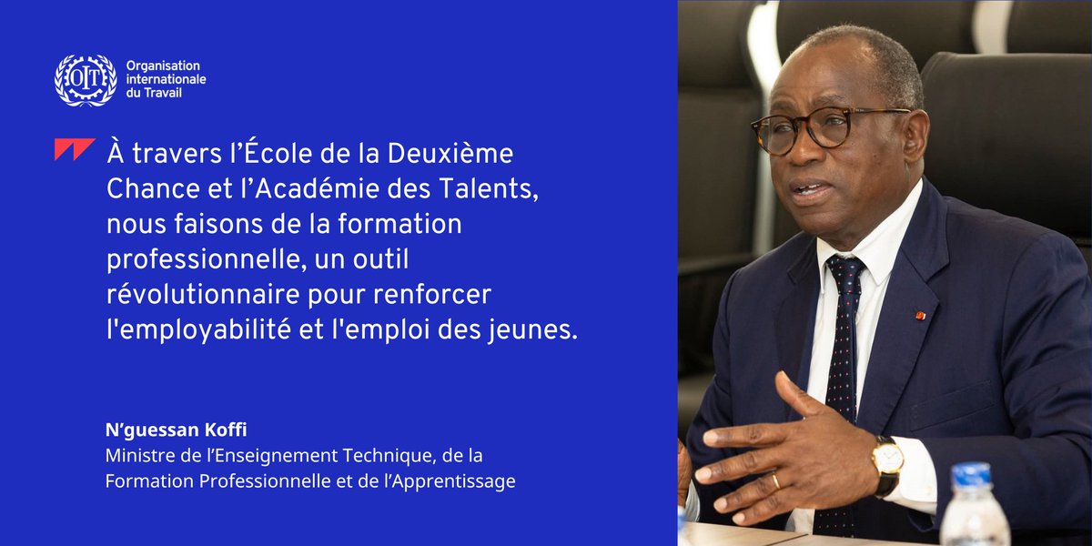 OITAbidjan's tweet image. « La formation professionnelle est un outil révolutionnaire pour renforcer l’employabilité et l’emploi des jeunes en 🇨🇮. »
Déclaration du ministre @NKoffi_METFPA lors de sa rencontre avec une équipe de @OITAbidjan.
#EmploiJeunes #FormationPro #OIT
@DiopNdeyeCoumba
👇