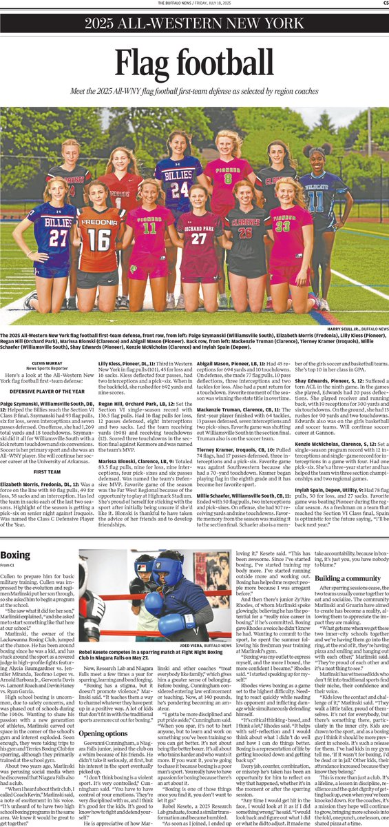 In todays <a href="/TheBuffaloNews/">The Buffalo News</a>, meet the first team 2025 ALL-WNY Offense and Defense Flag Football team.