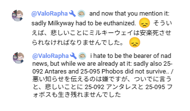 azarasi_info_nl's tweet image. 2025-07-18 F3チャット Valoさんより
悲しいお知らせが届きました…
Milkyway、Antares、Phobosがお空組に移動しました
R.I.P Milkyway Antares Phobos🌈
※表等は後ほど更新いたします
#アザラシ幼稚園