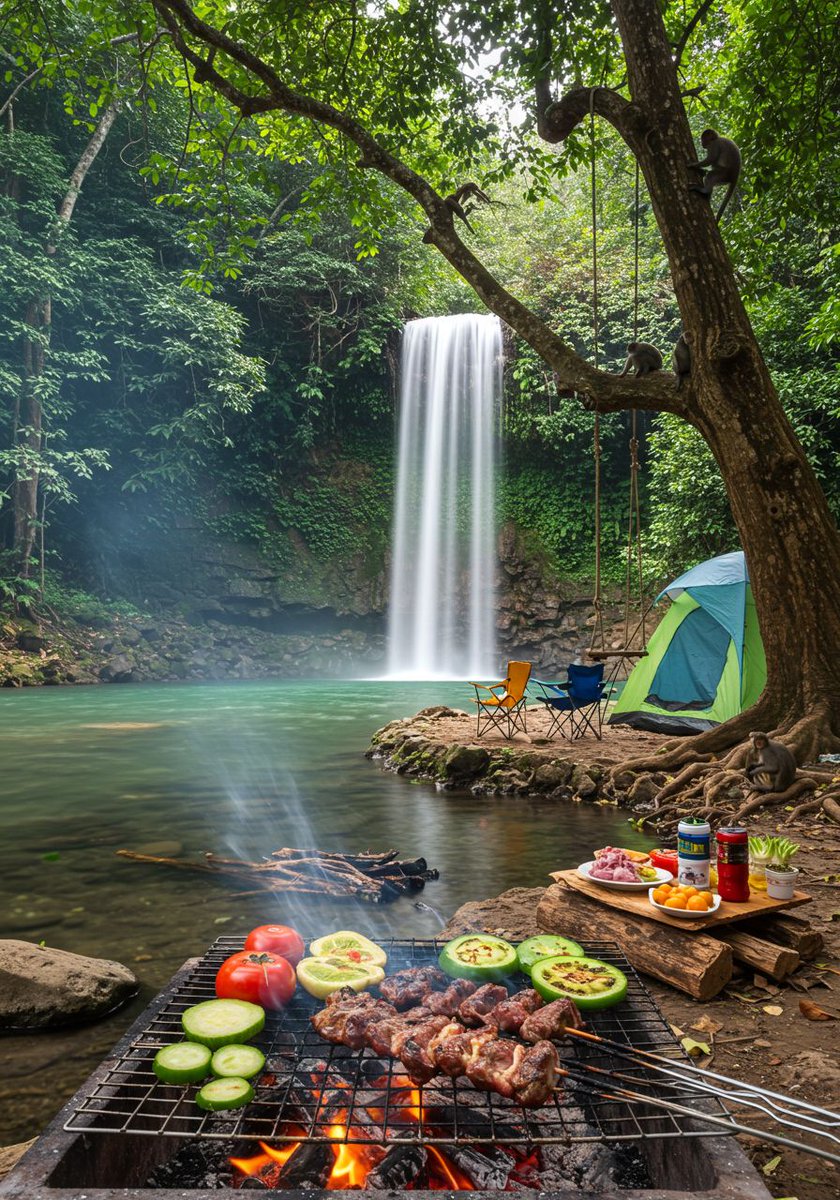 Şelale kenarında bir kampa ne dersin ⛺️