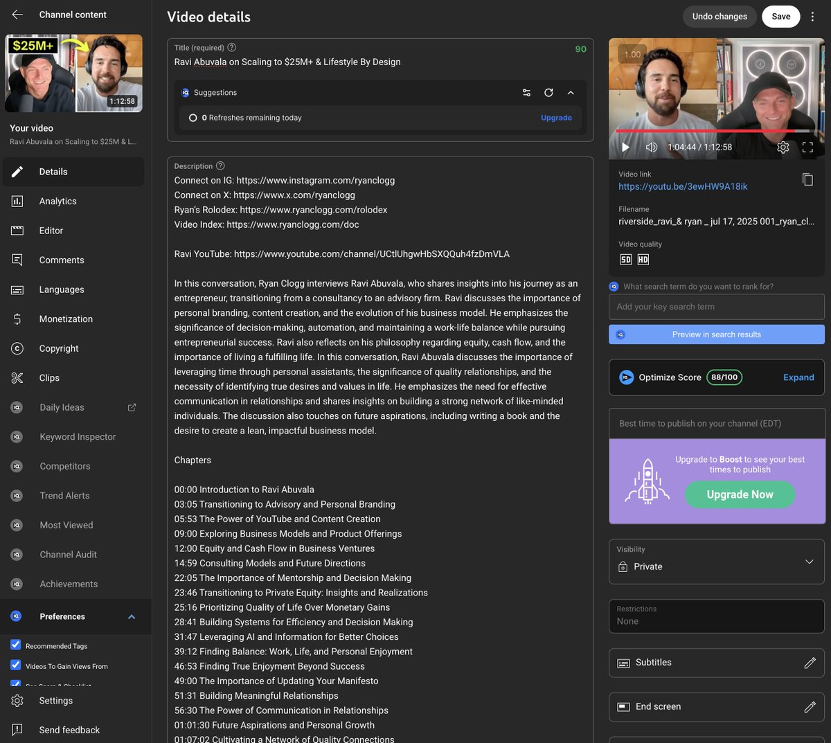 RyanClogg's tweet image. This was an insane convo w/ Ravi
Want to do it justice with a good thumbnail.
What are the best thumbs for these?
Side by side riverside is all I have lol.