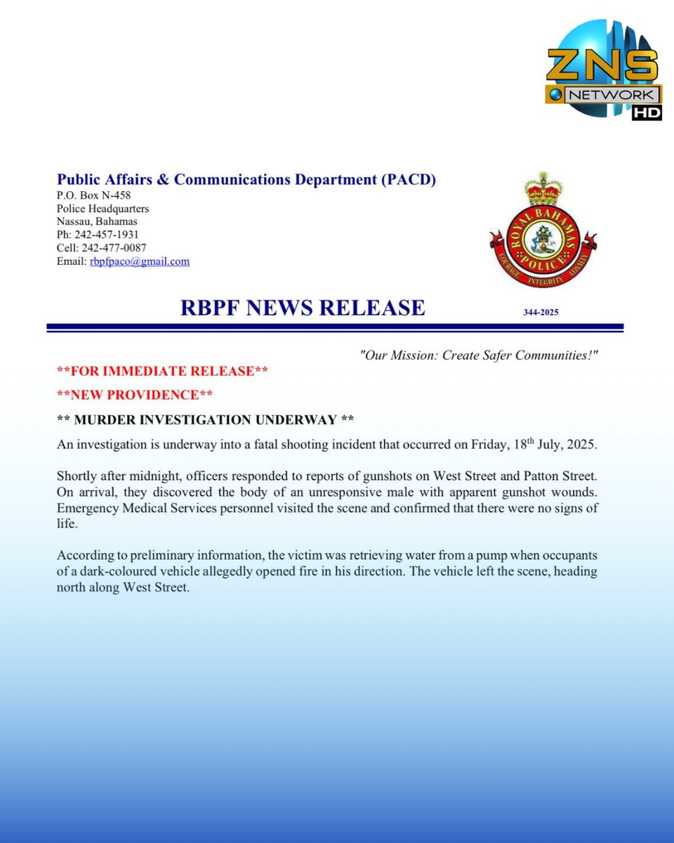 #crimebeat - A man was shot and killed while retrieving water from a pump shortly after midnight on Friday, July 18, 2025, near West and Patton Streets. 

According to reports, occupants of a dark-colored vehicle opened fire before fleeing north on West Street.