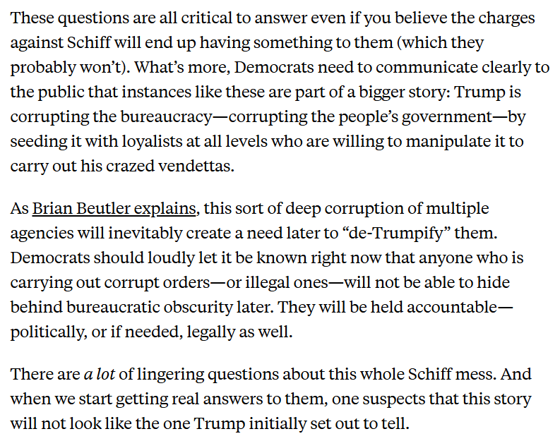 Democrats should loudly let it be known right now that anyone who carries out corrupt orders—or illegal ones— on Trump's behalf will not be able to hide behind bureaucratic obscurity later. They will be held accountable—politically and legally as well.

newrepublic.com/article/198074…