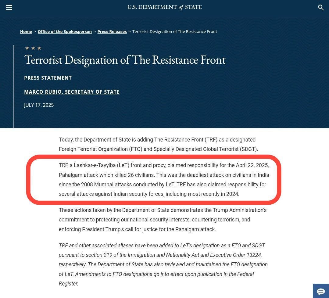 apf_ind's tweet image. 🔸April
Pak Deputy PM Ishaq Dar said
"we don't consider TRF as illegal...show the evidence that TRF has carried out the Pahalgam attack or show the ownership of TRF... We won't accept and you have to delete TRF from the press release"
🔸July
US designated TRF as Terrorist Org.