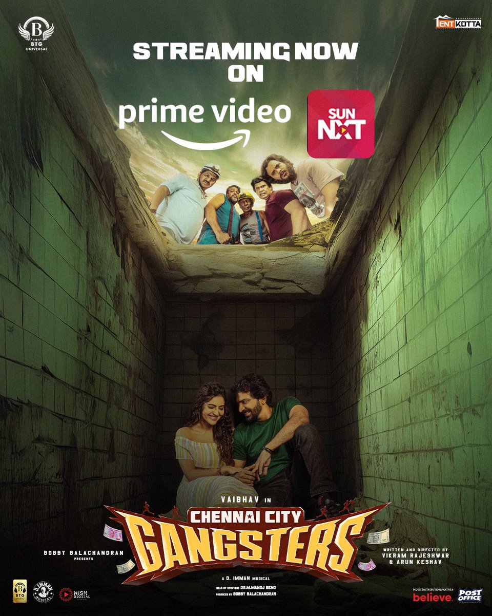 BTGUniversal's tweet image. Not your usual gangsters! 😂 Tune in to the madness — now on Amazon Prime & Sun NXT. #ChennaiCityGangsters
An @immancomposer musical!
@BTGUniversal @bbobby @ManojBeno @actor_vaibhav @AthulyaOfficial @Mani_Rajeshh #VikramRajeshwar #ArunKeshav #AnandRaj @redin_kingsley #Johnvijay…