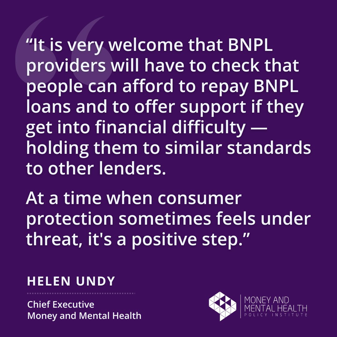mmhpi's tweet image. We welcome today’s announcement from the @TheFCA that it plans for more protections for people using Buy Now Pay Later schemes.
The current system leaves people with mental health problems at risk of getting into debts they can’t afford to pay back, and change is long overdue.
