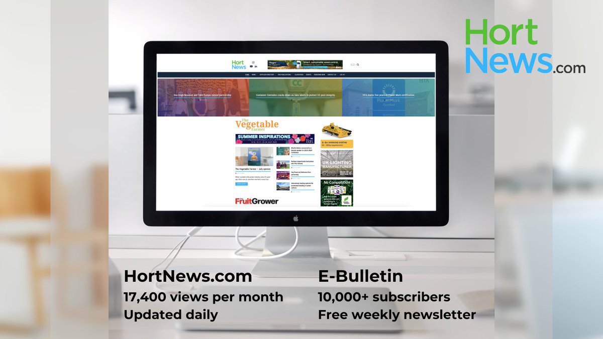 ACTHortNews's tweet image. Want your business seen by UK fruit, veg & protected crop growers?
Advertise on HortNews.com to get in front of them.
Over 17,400 page views every month, prices from £95
Find out more - 01622 695656 - dan.jobson@actpub.co.uk
#hortmarketing #agadvertising