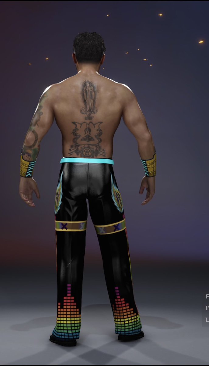 ThatStreety's tweet photo. Threw this together on #WWE2k25 and uploaded it to next gen CC with the tags ZemaIon and JoaquinWilde. my favorite gear of @joaquinwilde_, it was so cool and this look alone made me a fan of his back in early 2015. I wonder if he still has his old DJZ gear.. https://t.co/b7u4HQBUM9