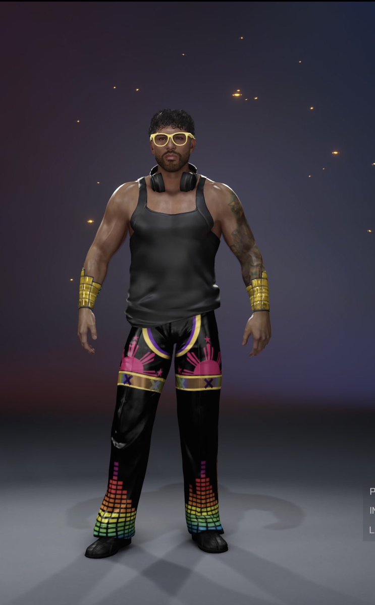 ThatStreety's tweet photo. Threw this together on #WWE2k25 and uploaded it to next gen CC with the tags ZemaIon and JoaquinWilde. my favorite gear of @joaquinwilde_, it was so cool and this look alone made me a fan of his back in early 2015. I wonder if he still has his old DJZ gear.. https://t.co/b7u4HQBUM9
