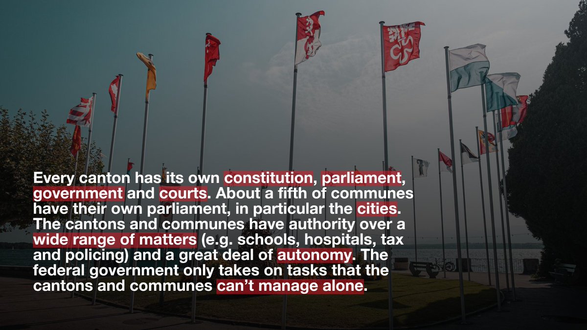 SwissCGNY's tweet image. Who runs Switzerland? Not just one, but thousands! 🇨🇭
Power is shared between the Confederation, 26 cantons, and 2,100 communes. 🏘️
➡️ Discover how this unique system keeps the country united.