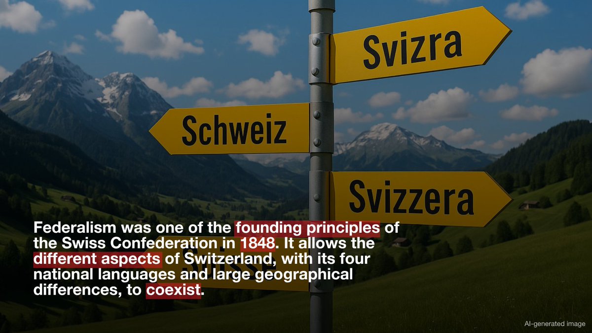 SwissCGNY's tweet image. Who runs Switzerland? Not just one, but thousands! 🇨🇭
Power is shared between the Confederation, 26 cantons, and 2,100 communes. 🏘️
➡️ Discover how this unique system keeps the country united.