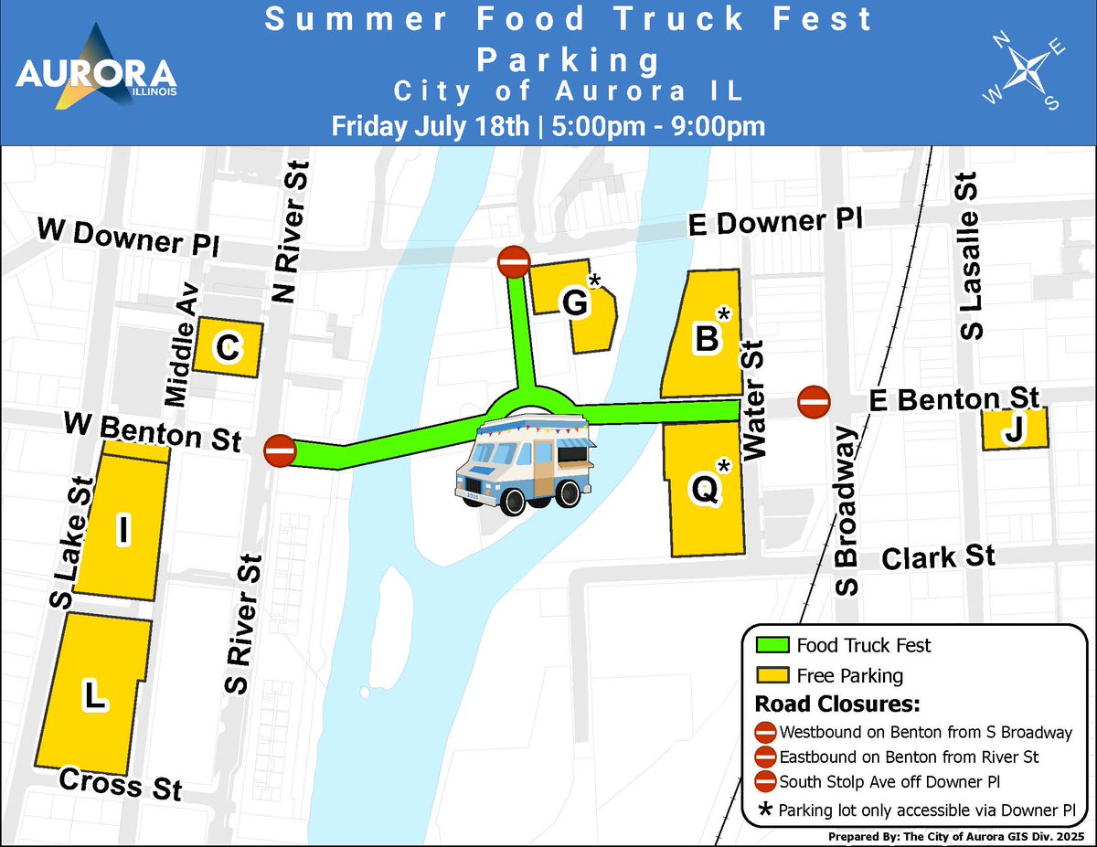 CityofAuroraIL's tweet image. The day is finally here for our first ever SUMMER FOOD TRUCK FEST! ☀️🍔
Join us TONIGHT for an evening you'll never forget! 25 food trucks will line Benton Street from Broadway Avenue to River Street, offering up a variety of delicious food for your tastebuds to enjoy. 😋
Live…