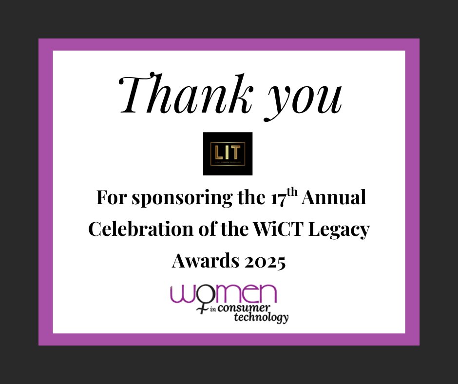 We’re proud to recognize the support of LIT as a valued Silver Sponsor of the Women in Consumer Technology Legacy Awards.  Join us as we honor this year’s outstanding women—purchase your ticket today! #WiCT #CEDIA2025 f.mtr.cool/fwiajzytcj