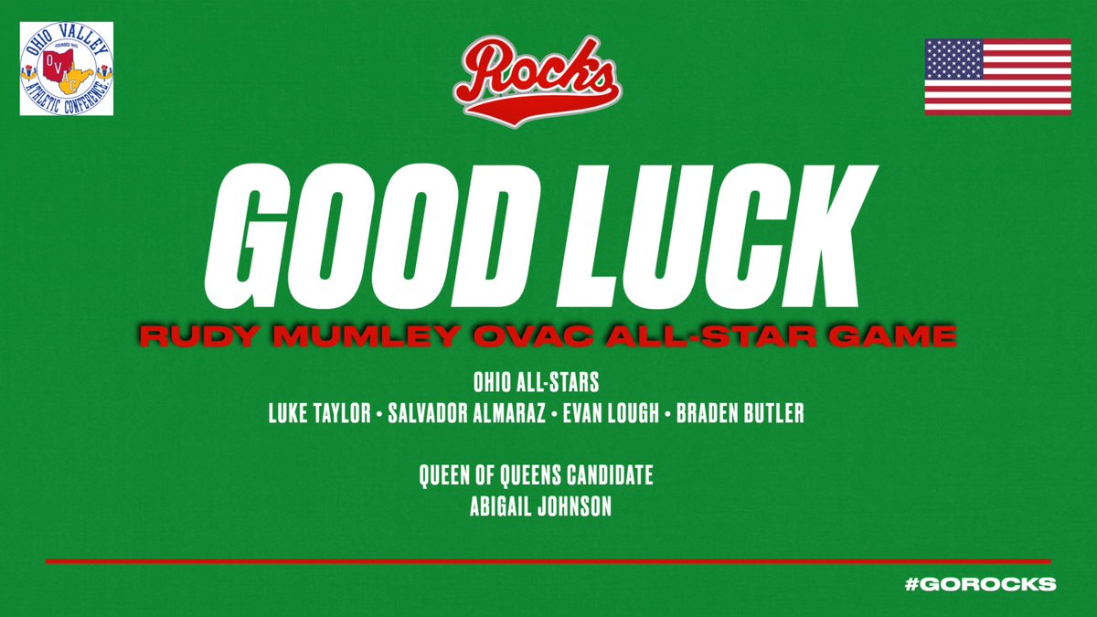 Good luck today to all of our participants in the 2025 Rudy Mumley OVAC All-Star Game. 

#GoRocks ☘️