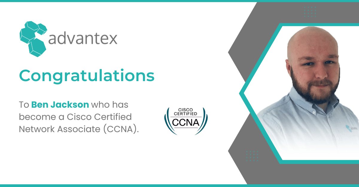 🎉 Huge congratulations to Ben Jackson, Support Specialist, on achieving his Cisco Certified Network Associate (CCNA) certification!

Ben, your dedication and effort have truly paid off, fantastic achievement! 🙌 

#Cisco #CCNA #TeamSuccess #Certification