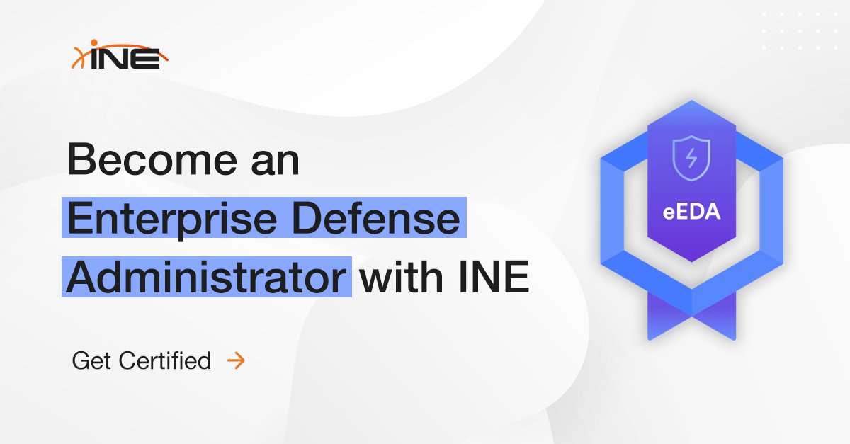 ine's tweet image. Show your #defensiveengineering expertise in this #BlueTeam certification. The #eEDA is grounded in a hands-on approach that tests not only knowledge, but the ability to apply knowledge and skills in a practical lab-based environment.

Get certified today! bit.ly/44QttD4