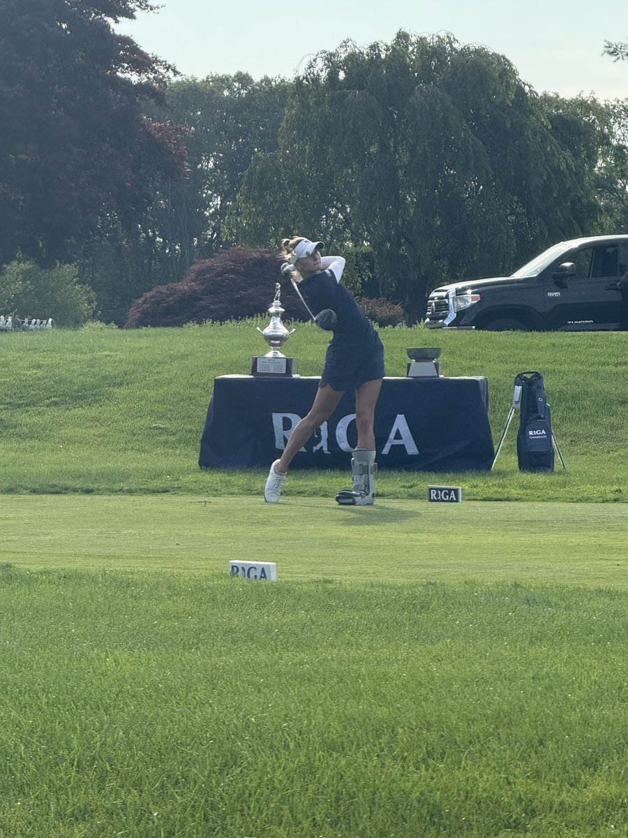 RIGAlinks's tweet image. The Finals of the 2025 Women’s Amateur Championship are now underway! Alise Knundson and Kylie Eaton have started their match at Alpine CC!
Live scoring: golfgenius.com/pages/5515792