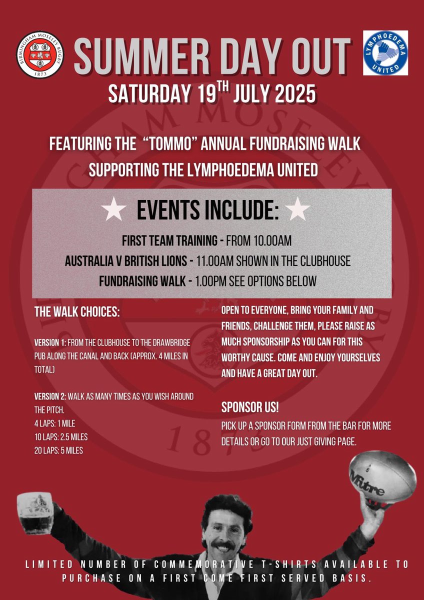 B'ham Moseley Rugby (@moseleyrugbyfc) on Twitter photo Join us at the club tomorrow for the first <a href="/lionsofficial/">British & Irish Lions</a> test and more.
Donations for the walk can be made here: justgiving.com/crowdfunding/b… Join us at the club tomorrow for the first <a href="/lionsofficial/">British & Irish Lions</a> test and more.
Donations for the walk can be made here: justgiving.com/crowdfunding/b…
