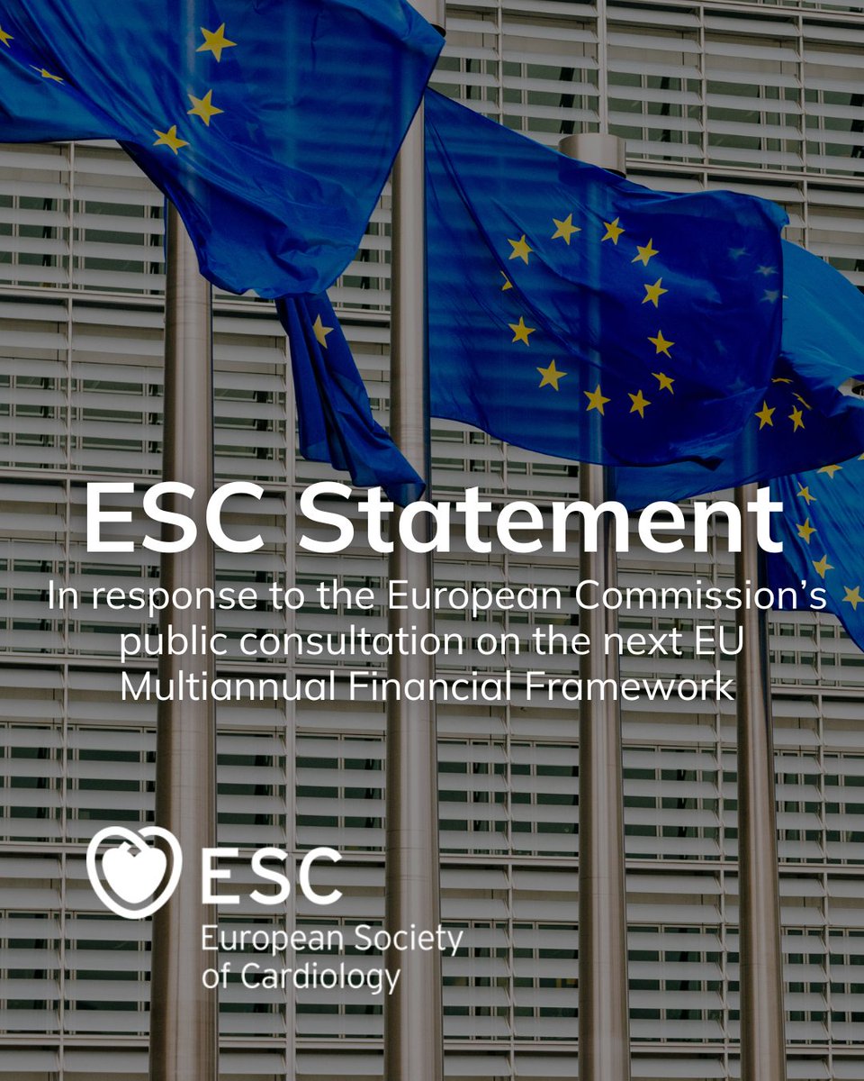 ESCardioNews's tweet image. The ESC welcomes the EU’s proposed long-term #budget and doubling of @HorizonEU
Strategic investment in #CVD research is vital to save lives and boost Europe’s resilience. We’re ready to support a health-smart #MFF
Read the full press release: ow.ly/kqQI50WrLoY