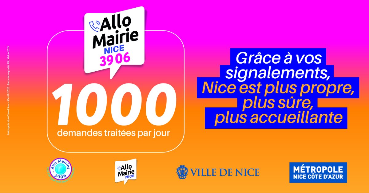 💪 Allô Mairie est votre meilleur allié et déclenche l'intervention de nos services pour rendre notre cité plus propre, plus sûre et plus accueillante !

nice.fr/contact/

#ILoveNice