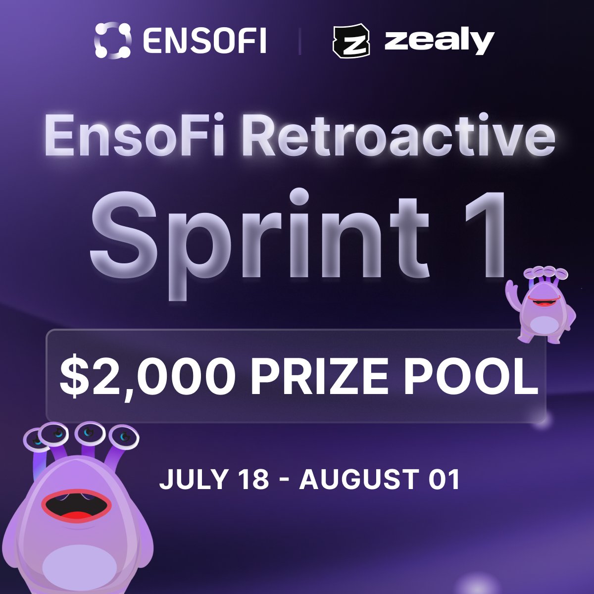 Ensofi_xyz's tweet image. EnsoFi's Zealy Quest is LIVE 🚀
EnsoFi Retroactive Sprint 1 on @zealy_io is live from July 18 - August 1.
Tackle tasks, engage with us, and get your shot at a $2,000 USDT prize pool!
We'll have 100 raffle winners!
Join now: zealy.io/cw/ensofi/ques…
Stay updated on new quests…