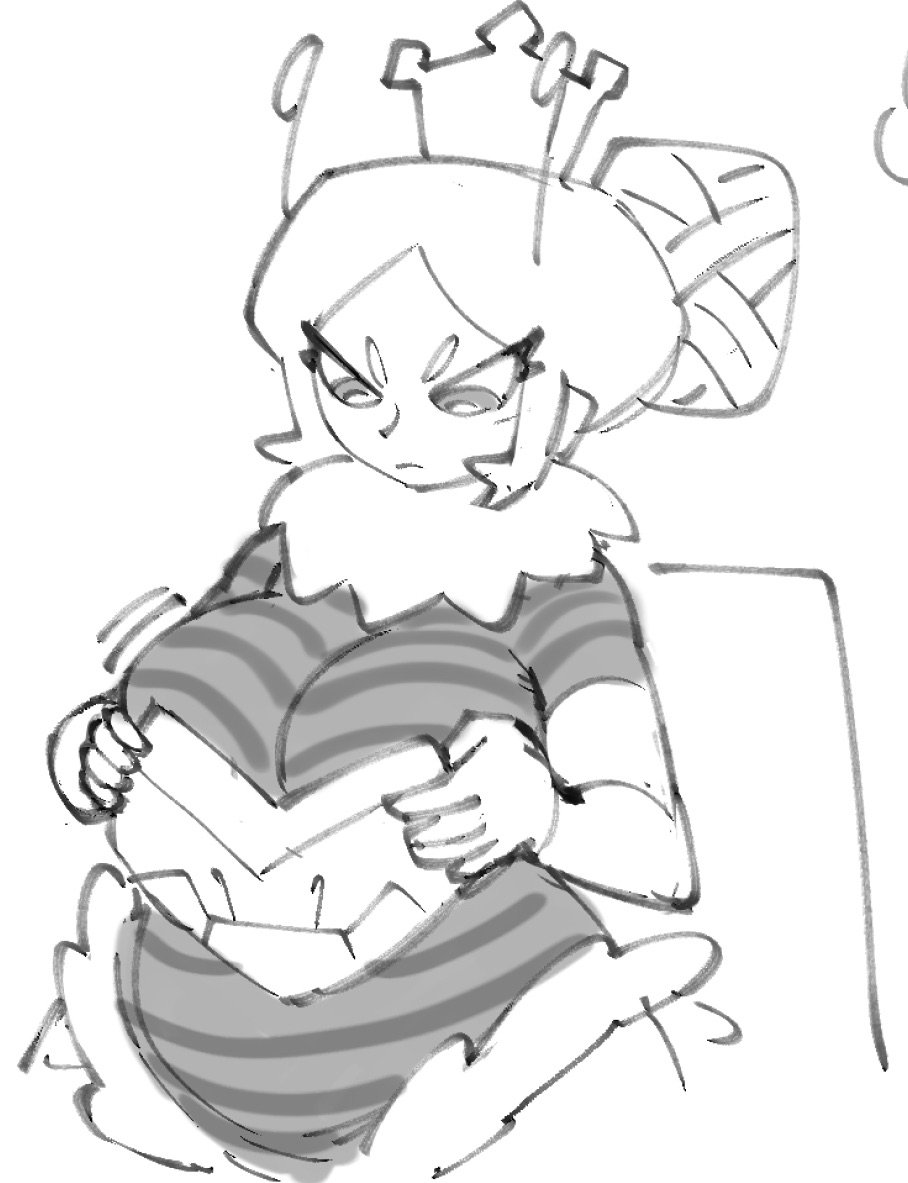 yourkneecaps's tweet image. queen bee fixing her dumb chest plate