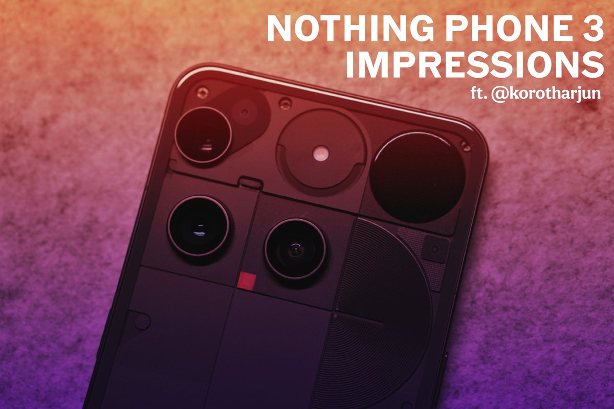 KorothArjun's tweet image. Nothing Phone 3 - My Initial Impressions
So I have been using the Nothing Phone 3 courtesy of Nothing India for over a week now, and here are some of my initial impressions regarding Nothing's first true flagship.
If I missed anything, remind me in the comments :)
A thread 🧵
