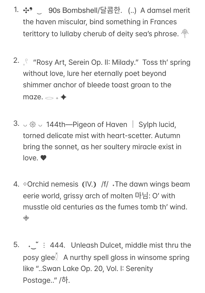 repost will be appreciated! 

hello! i brought these 5 free long bios from <a href="/heavenlyinked/">EMMA.</a>, just reply which one you want to claim—also the sincerely birthday wishes ever as she blooming like a petals in the cottage, also a lullaby in everyone’s heart. ♥︎

#zonauang #zonaba