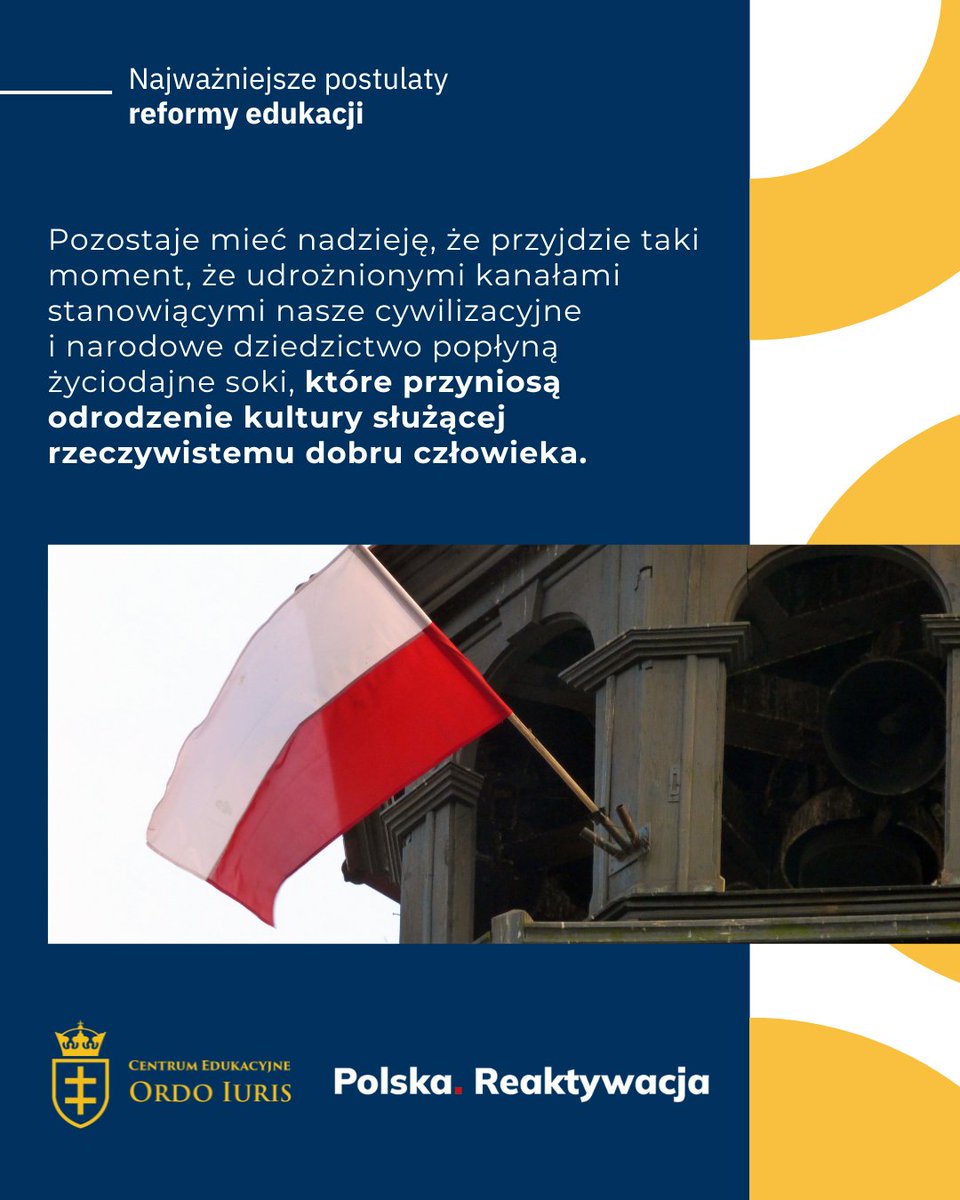 OrdoIuris's tweet image. 🟢 Dowiedz się, jakie są główne założenia reformy polskiej edukacji „Ab Imis Fundamentis”, której celem jest powrót do sprawdzonych i ponadczasowych wartości w nauczaniu: ordoiuris.pl/analiza/zaloze…
Projekt jest częścią raportu „Polska. Reaktywacja” – zobacz więcej na:…