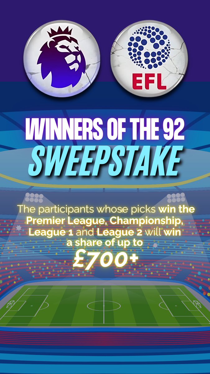 Fairplayapp's tweet image. The football season is upon us 🤩⚽️
Take part in our Winners of the 92 sweepstake where the four participants who draw out the four winners across the top 4 English leagues in the 25/26 season, will take home a share of a whopping £700+ prize pot! 🤑
👉 Enter here:…