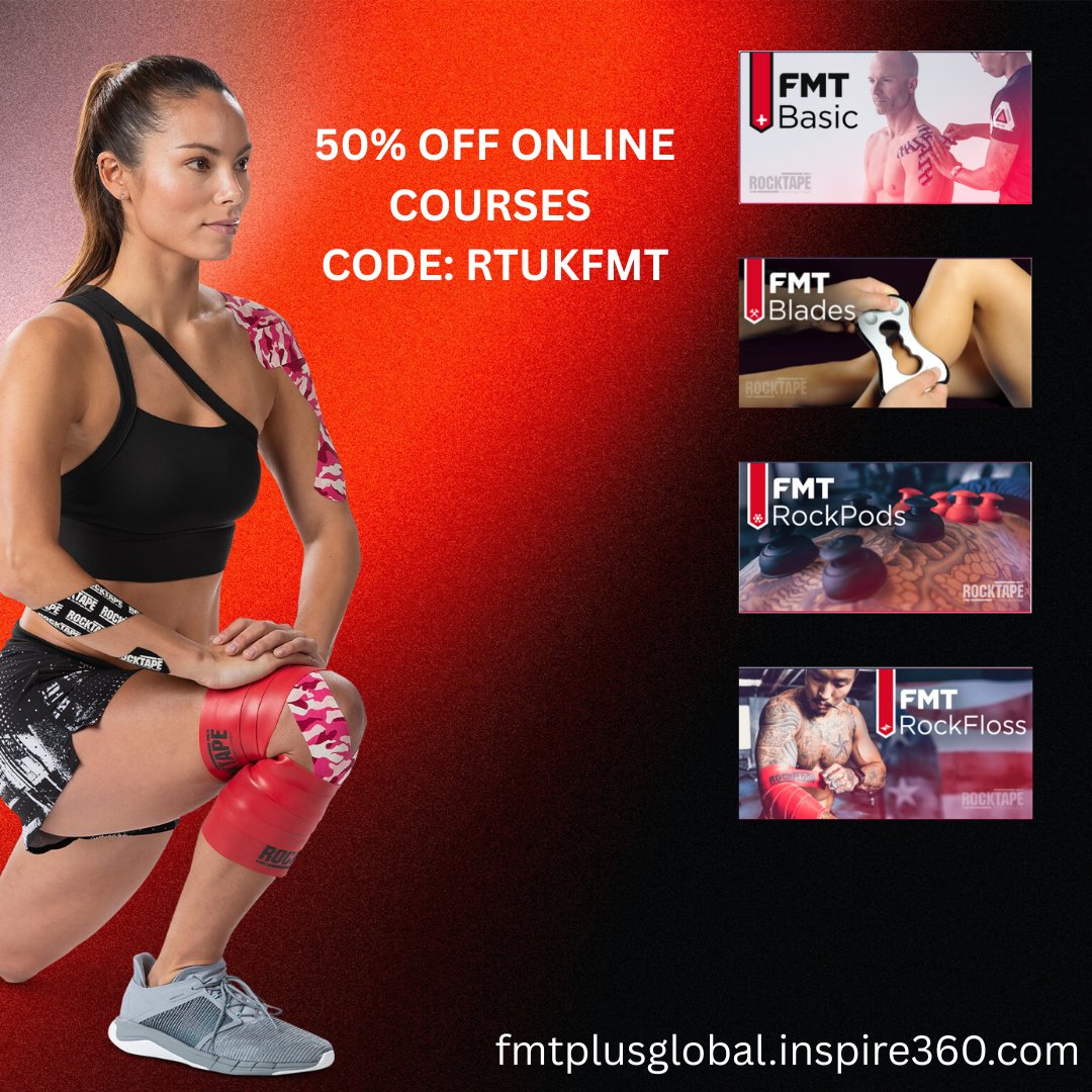 We have some great online content over at FMT+ and with 50% OFF too! 

Including the RockFloss course. 

#rocktape #rockblades #rockpods #rockfloss #iastm #kinesiologytape #cuppingmassage 

fmtplusglobal.inspire360.com
