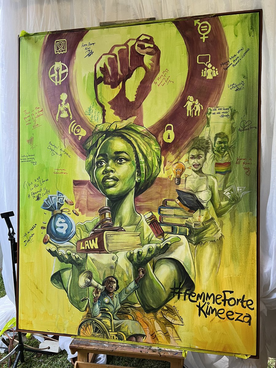 FemmeForteUg's tweet image. We invited artist, @kwiz_era, not simply to create a painting, but to immortalize the dialogue. To listen with intention, to hold space with care, and to translate the pulse of a feminist gathering into visual form.
This work is a living, layered story, crafted in real time…